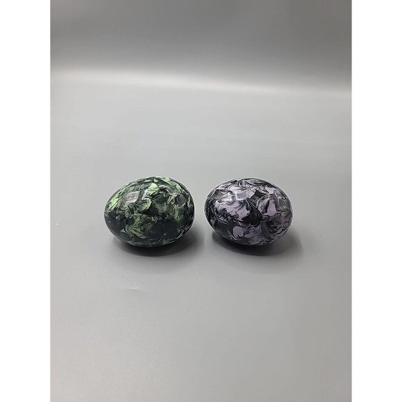 Easter Egg Ceramic Glossy Marblized Ceramic Luster Figures Lot Of 6 - Picture 7 of 8